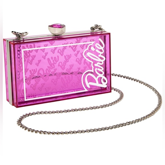 Barbie Handbags - BARBIE PINK Box purse with gem lock w/ long metal strap